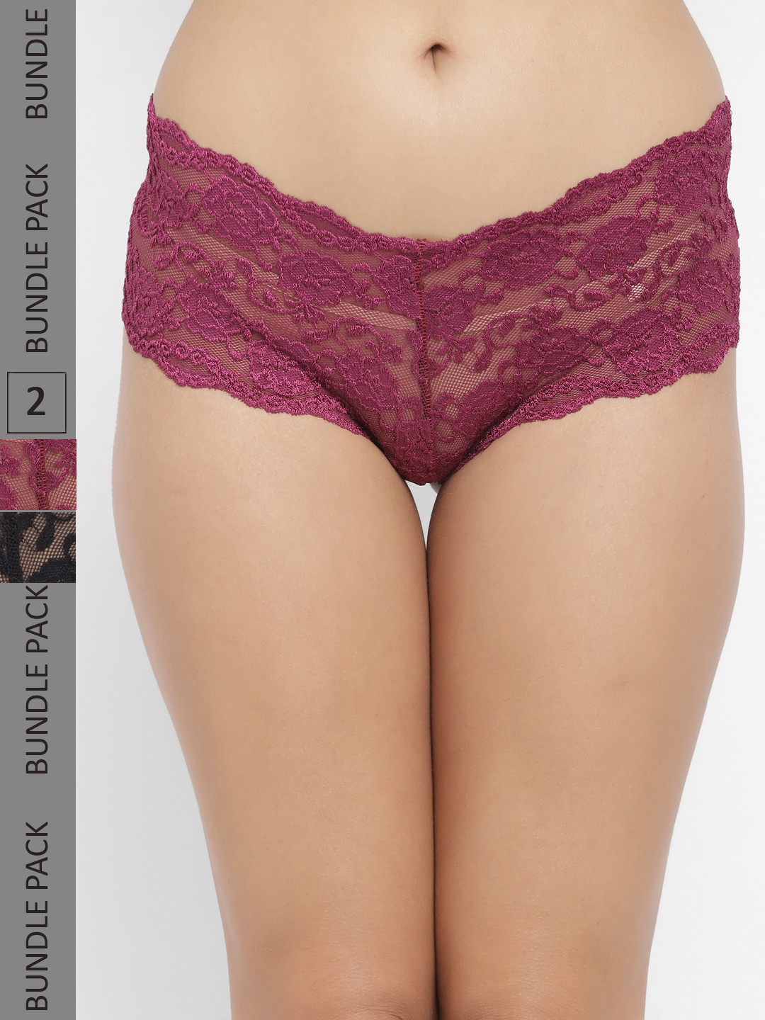 

N-Gal Women Pack Of 2 Lace Boy Shorts, Purple