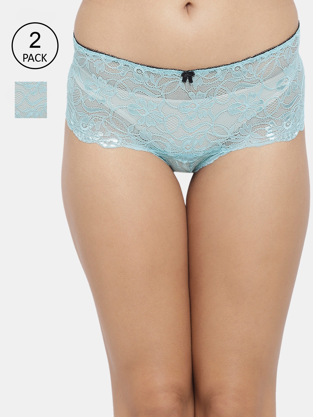 N-Gal Women Pack Of 2 Self-Design Boy-Shorts, Blue