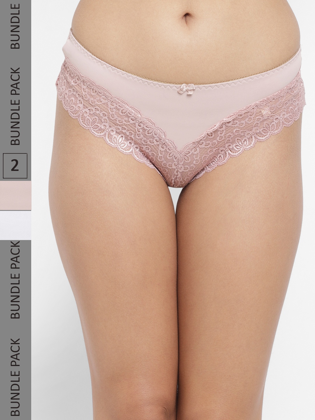 

N-Gal Women Beige And White Pack Of 2 Solid Hipster Briefs