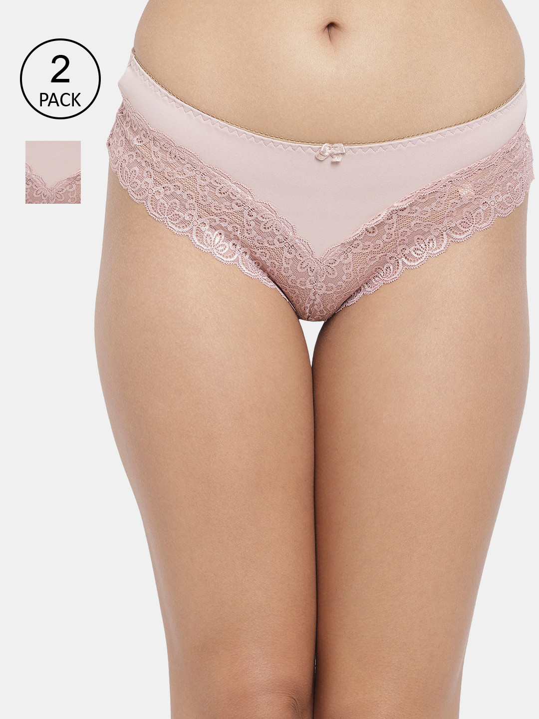 

N-Gal Women Pack Of 2 Lace Hipster Briefs, Beige