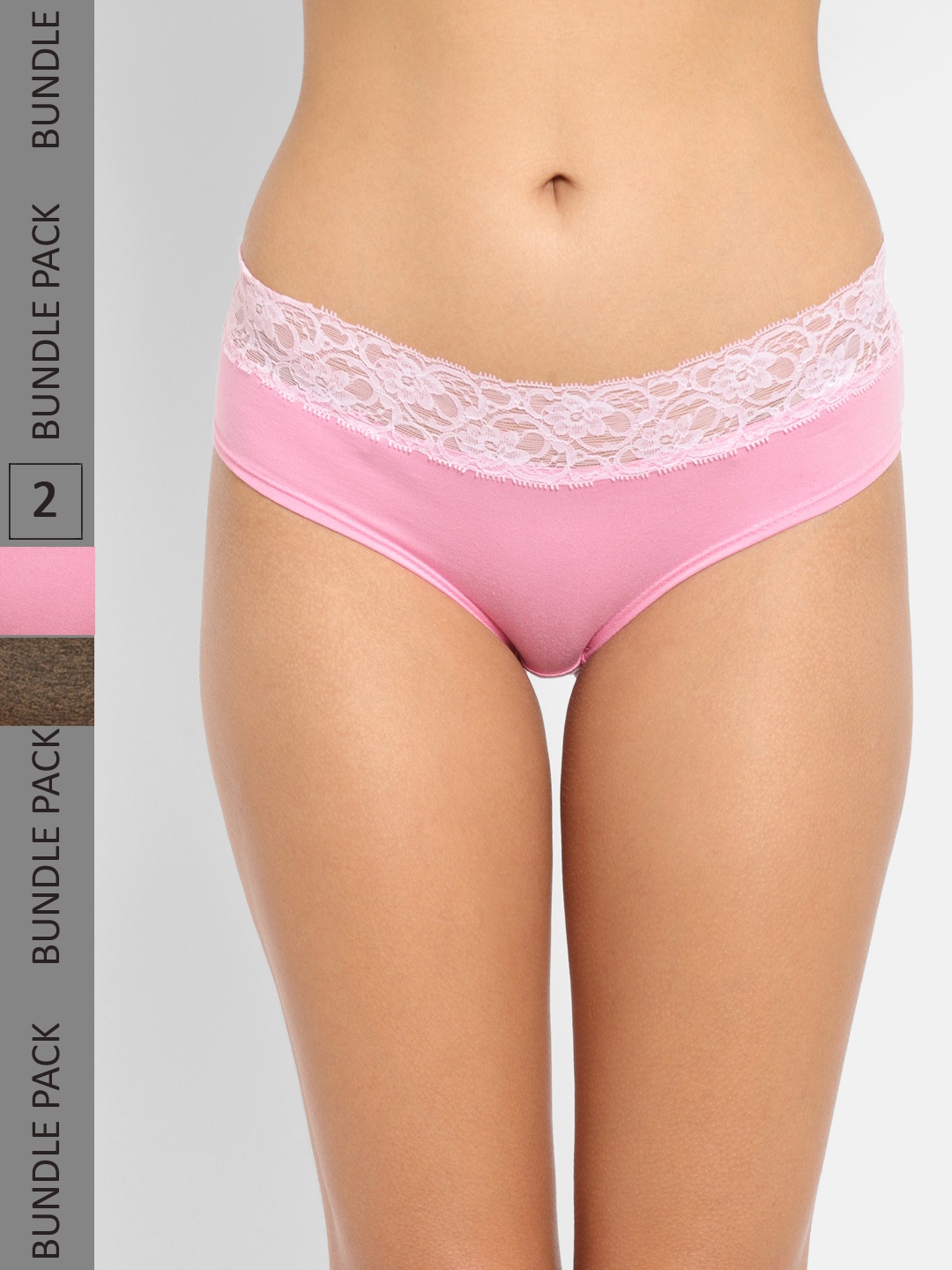 

N-Gal Women Pack Of 2 Solid Hipster Briefs, Pink