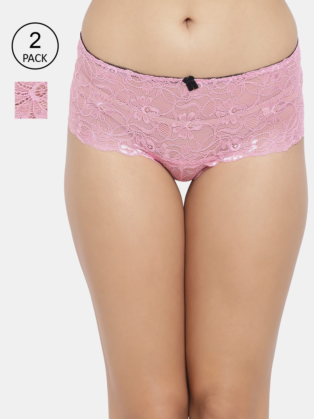 

N-Gal Women Pack of 2 Lace Boy Shorts Briefs, Pink
