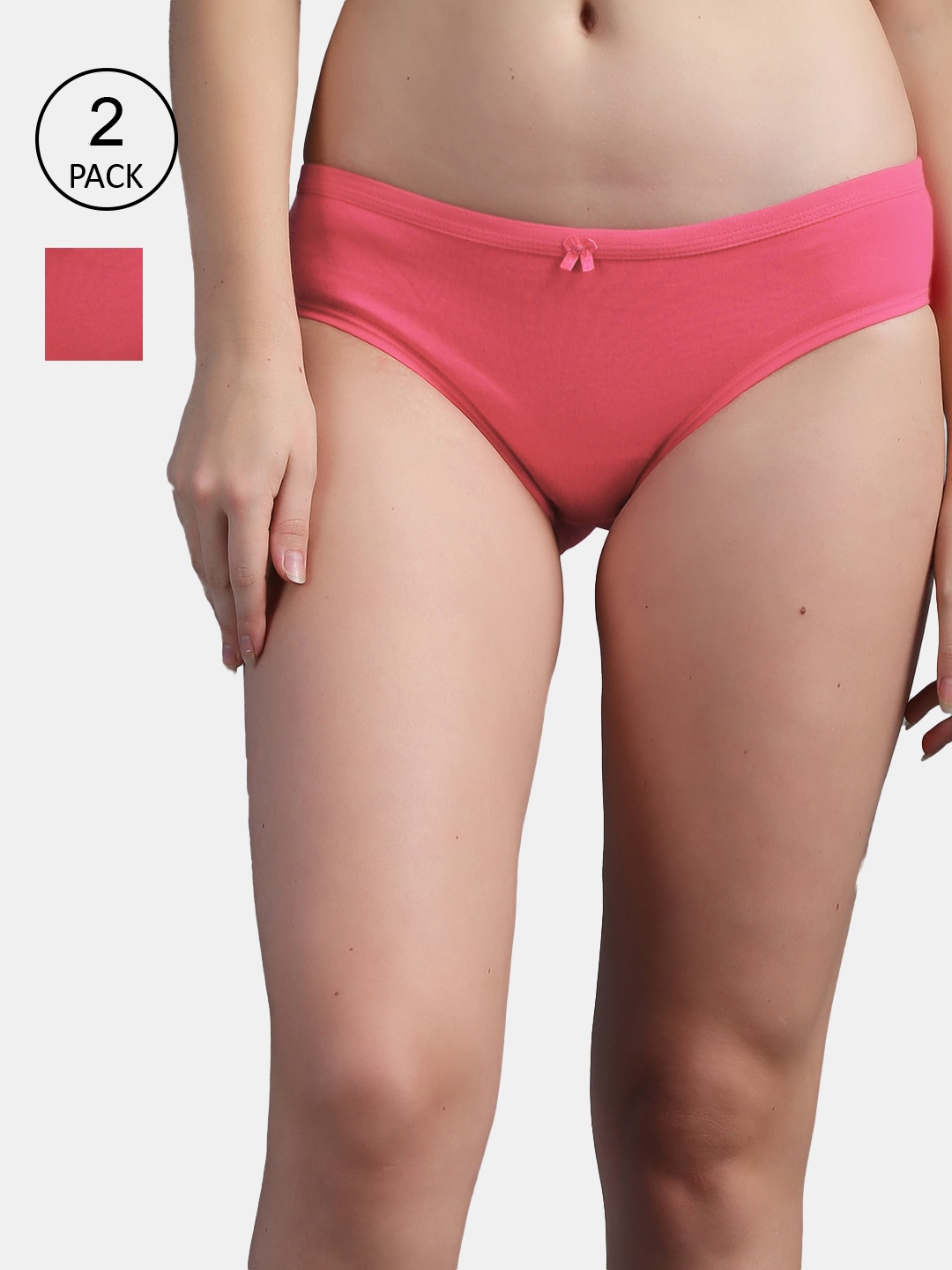

N-Gal Women Pack Of 2 Solid Hipster Briefs, Coral