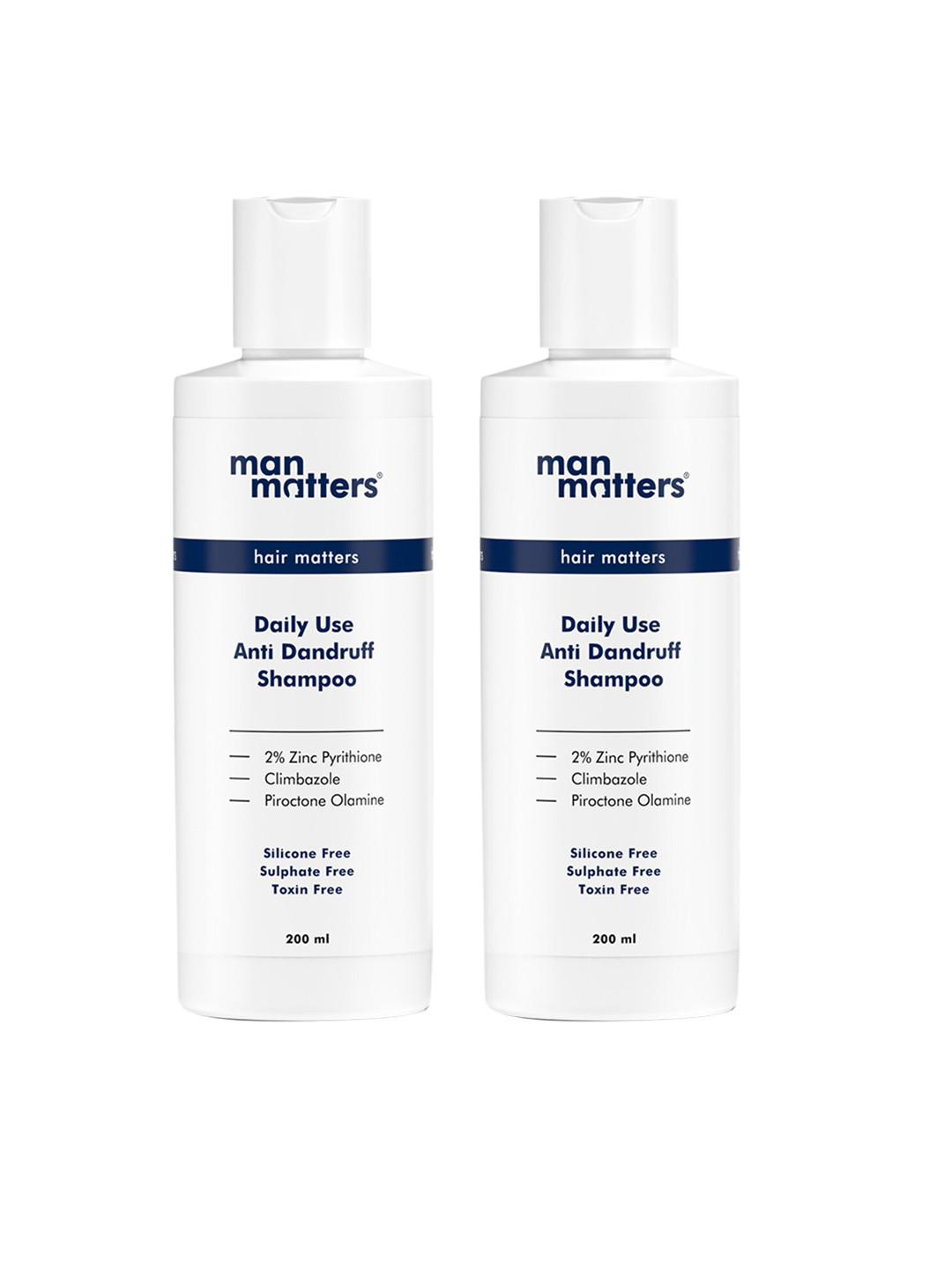 

Man Matters Set of 2 Daily Use Anti-Dandruff Shampoo with 2% Zinc Pyrithione - 200ml each, White