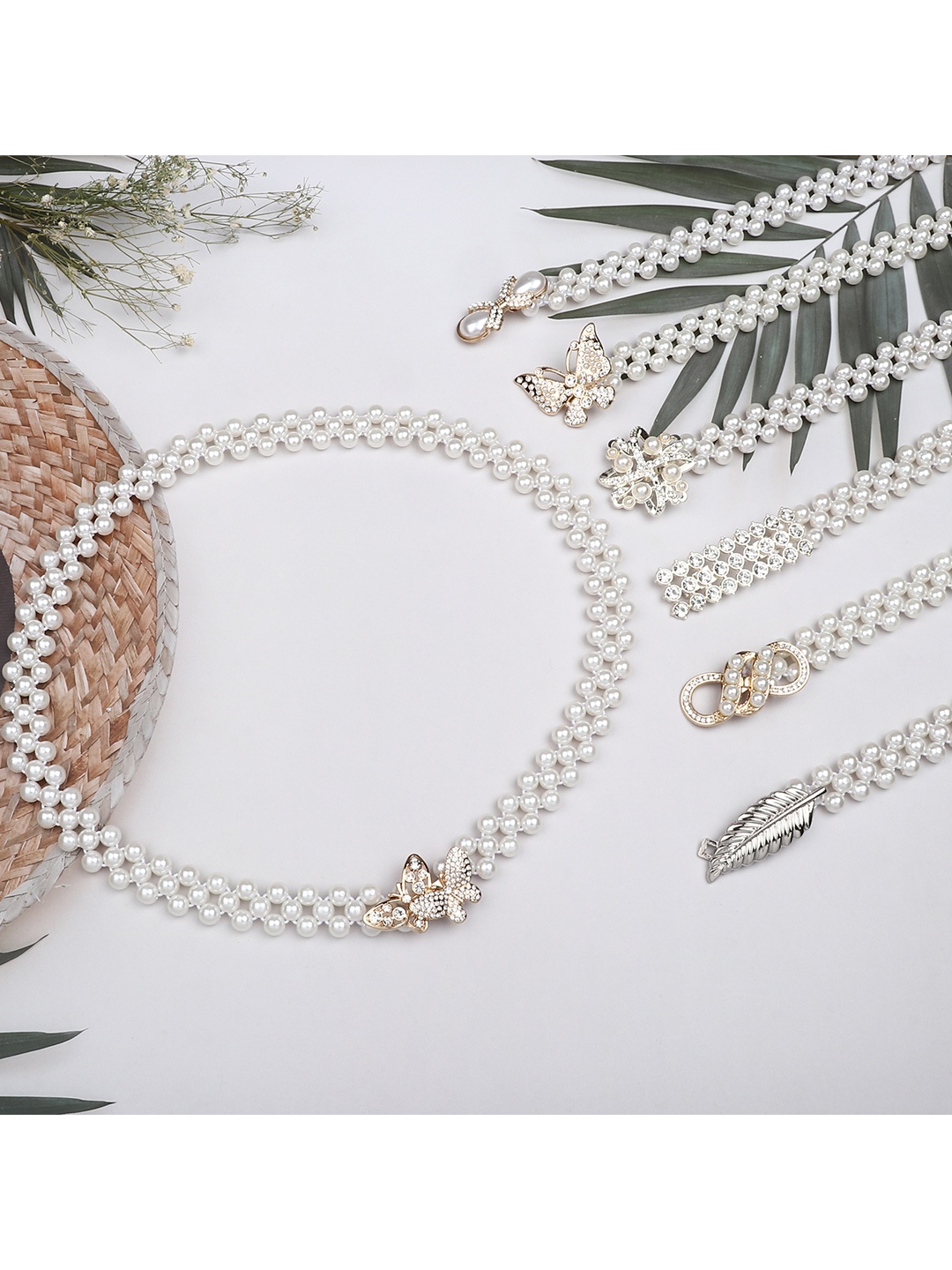 

ZORO Women White Pearl Stretchable Embellished Belt