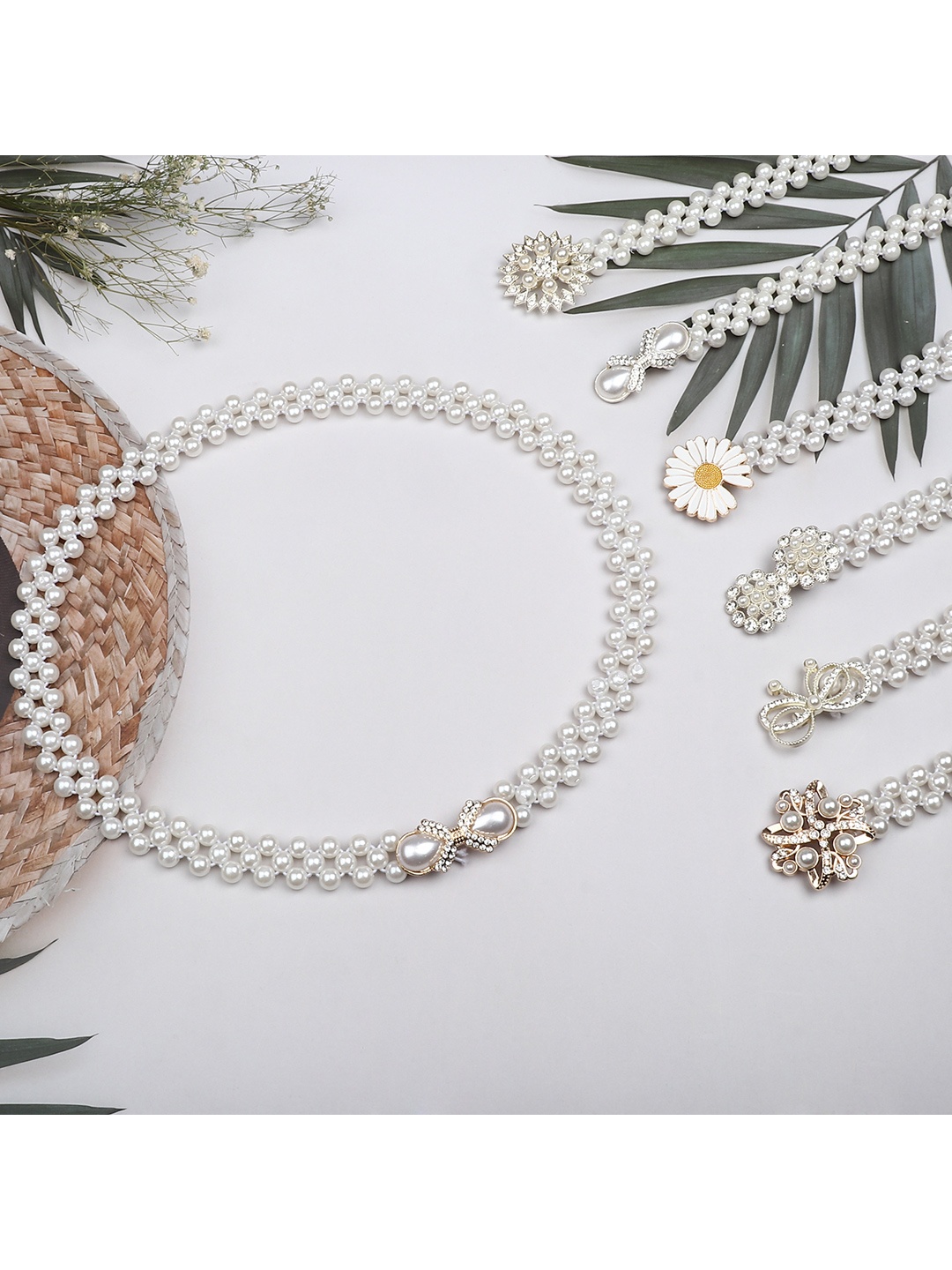 

ZORO Women White Pearl Stretchable Embellished Belt