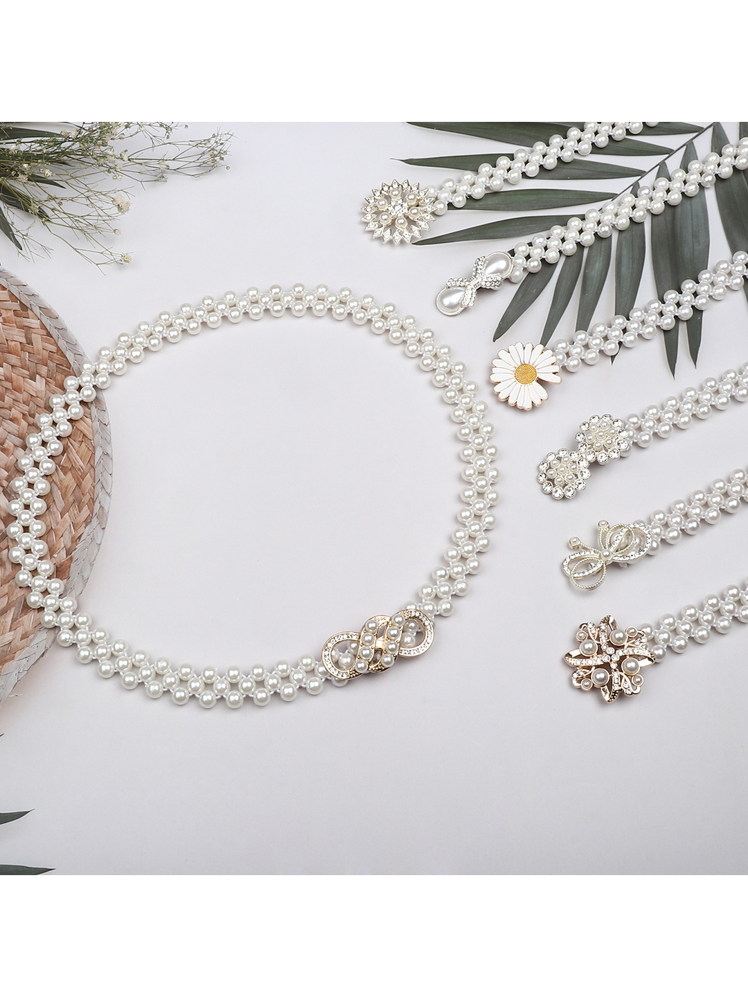 

ZORO Women White Pearl Stretchable Embellished Belt