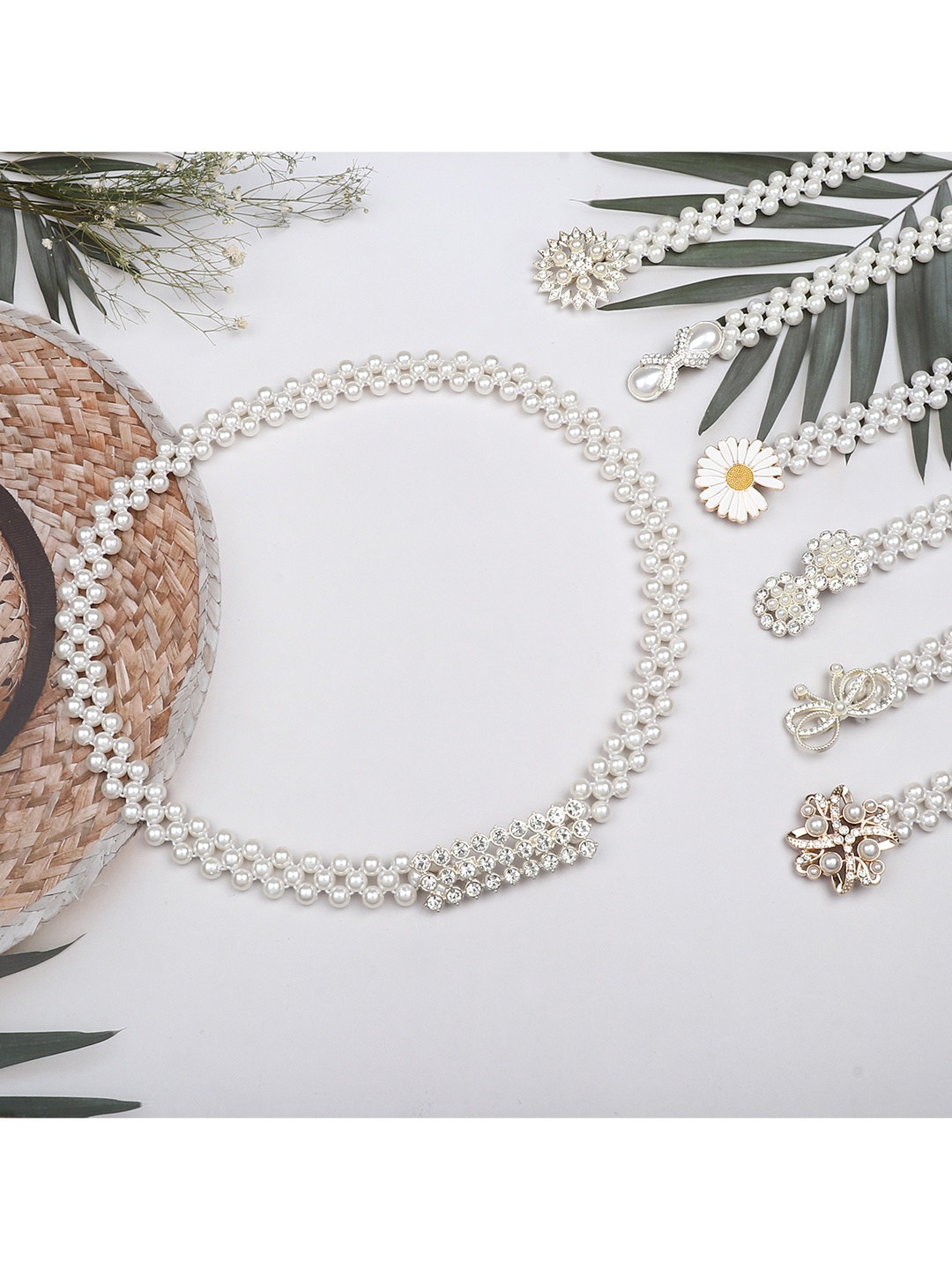 

ZORO Women Silver-Toned Pearl Stretchable Embellished Belt