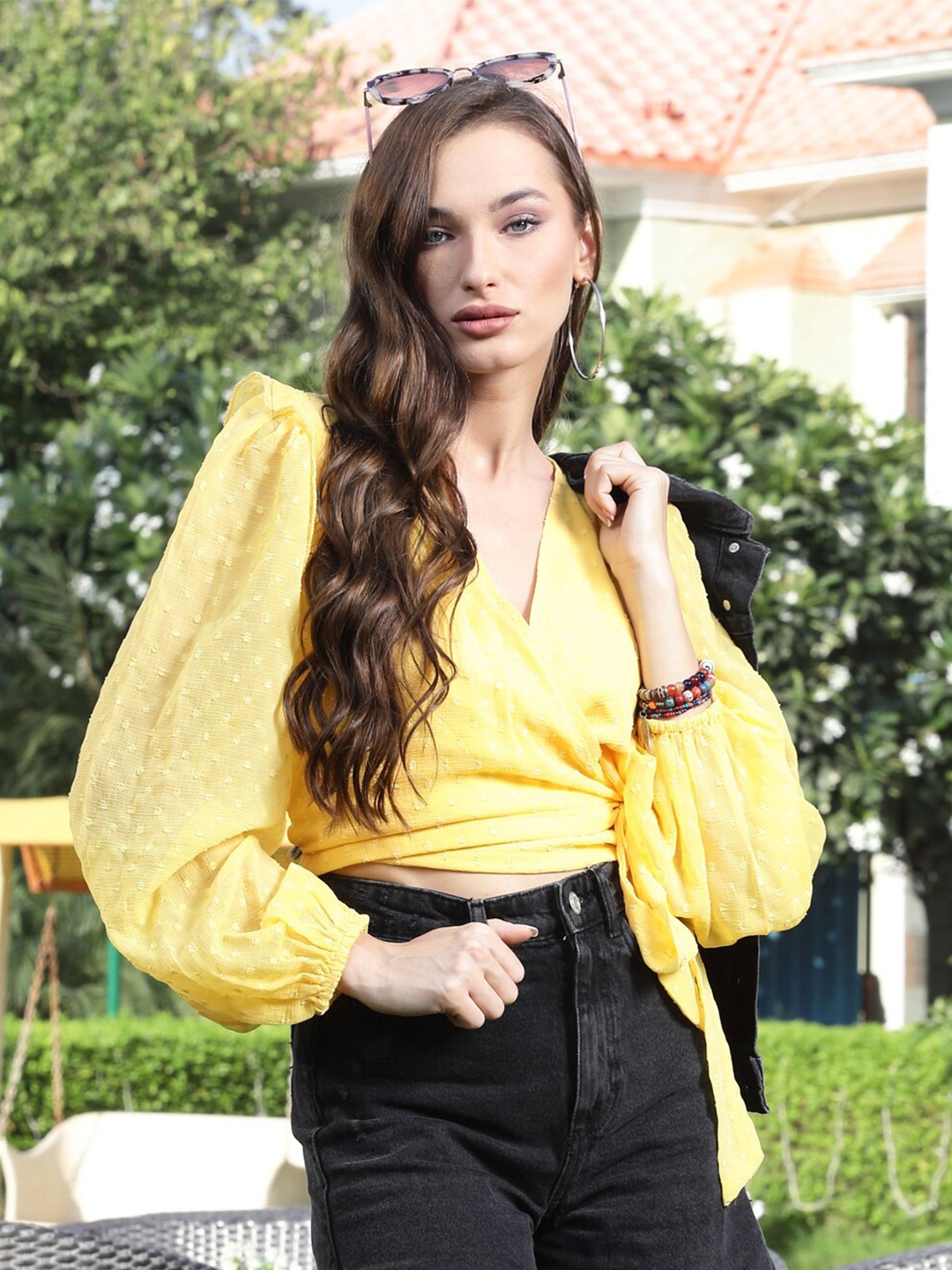 

Sera Women Yellow Chiffon Crop Top