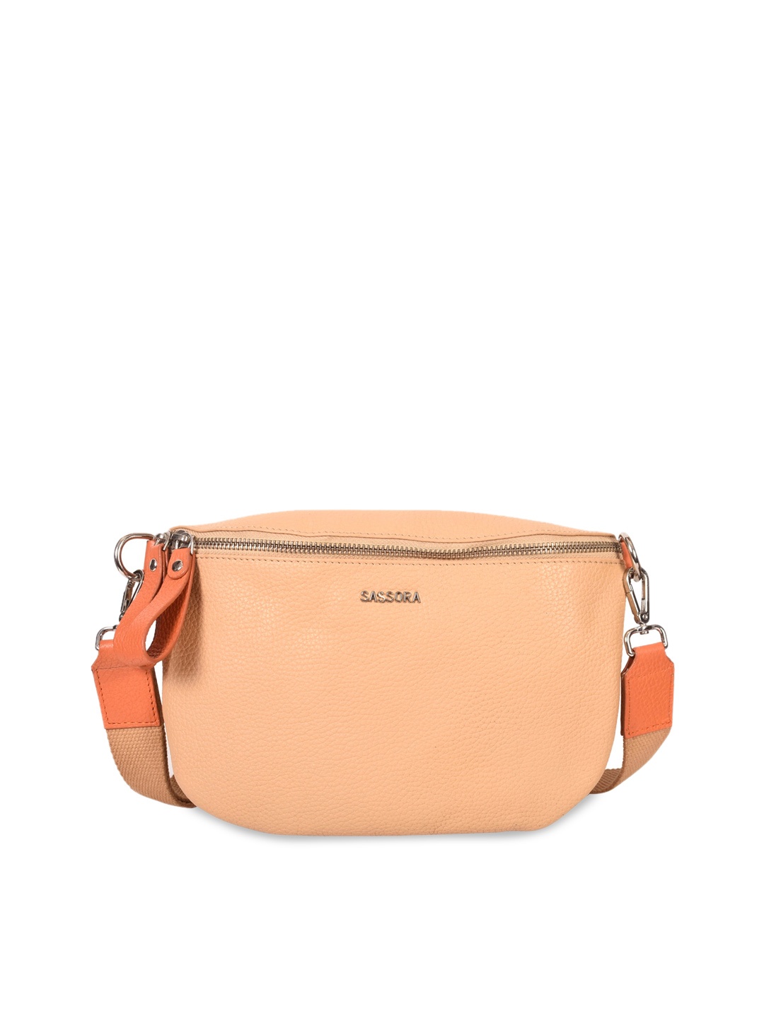 

Sassora Women Beige Solid Leather Waist Pouch