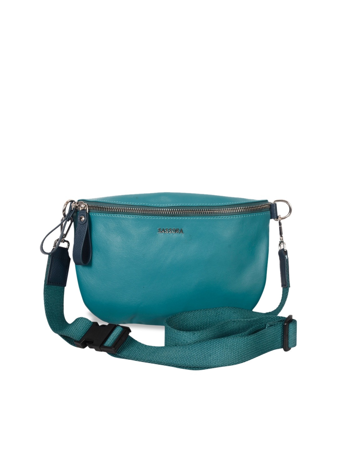 

Sassora Women Turquoise Blue Solid Leather Waist Pouch