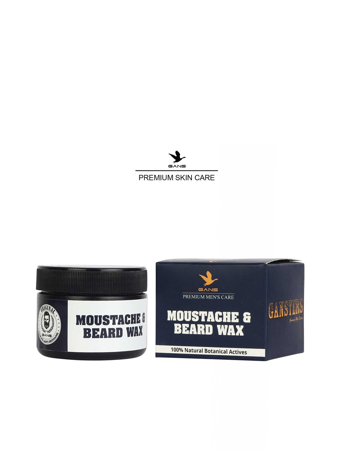 

Gans 100% Natural Beard & Moustache Wax with Botaincal Actives - 30 g, Black