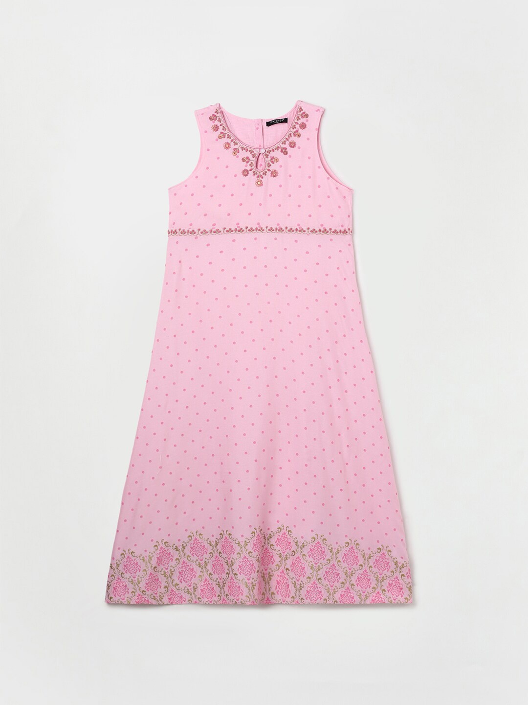 

Melange by Lifestyle Pink Floral Keyhole Neck A-Line Maxi Dress