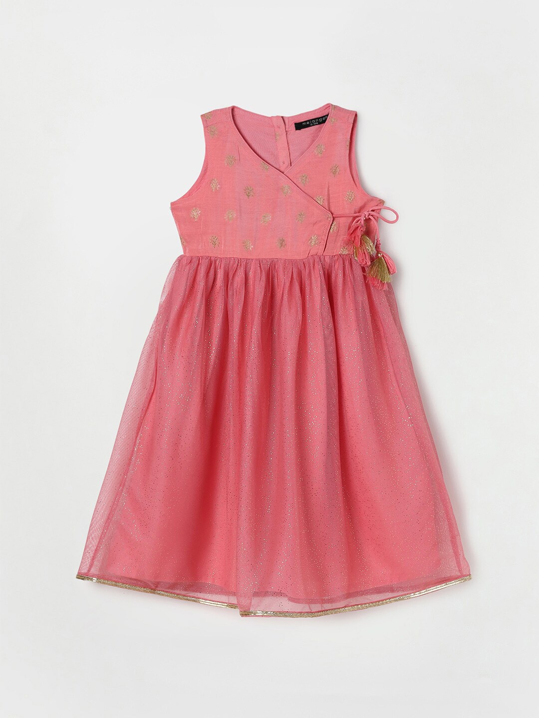 

Melange by Lifestyle Coral Ethnic Motifs Embroidered Dress