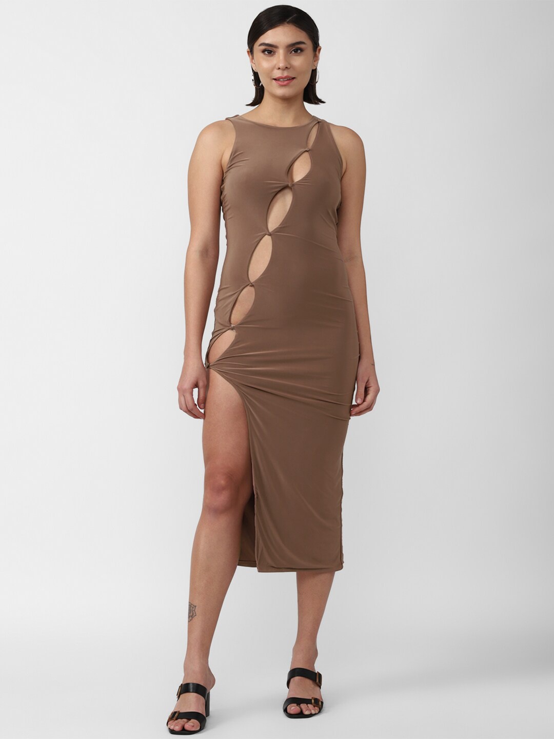 FOREVER 21 Brown Bodycon Midi Dress