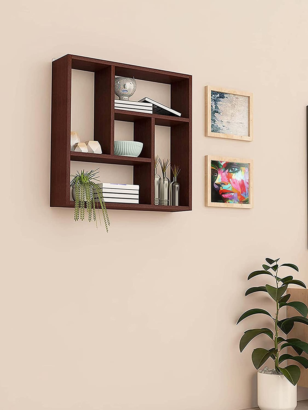 

Home Sparkle Brown Wood Pocket Wall Shelf