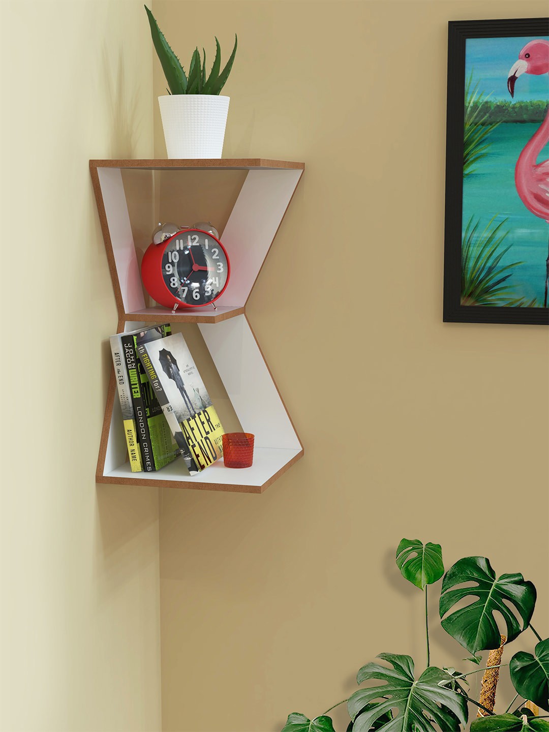 

Home Sparkle White Wood Corner Wall Shelf