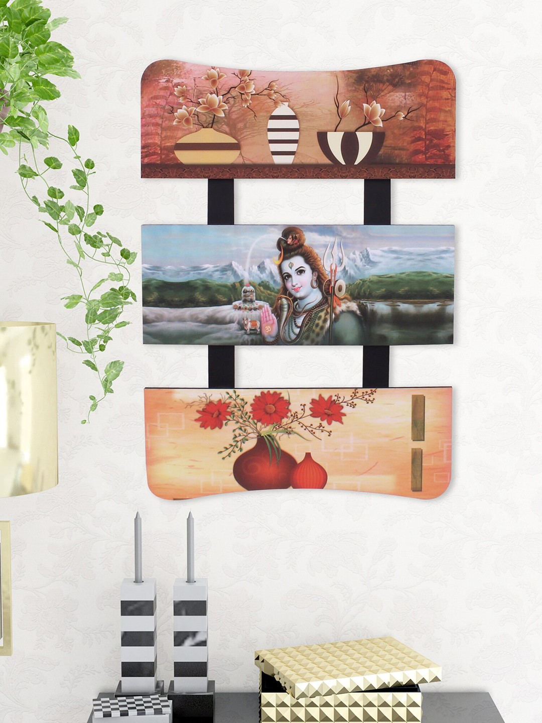 

Home Sparkle Sparkling Digital Print Shiva On Wooden Frame Wall Art, Brown