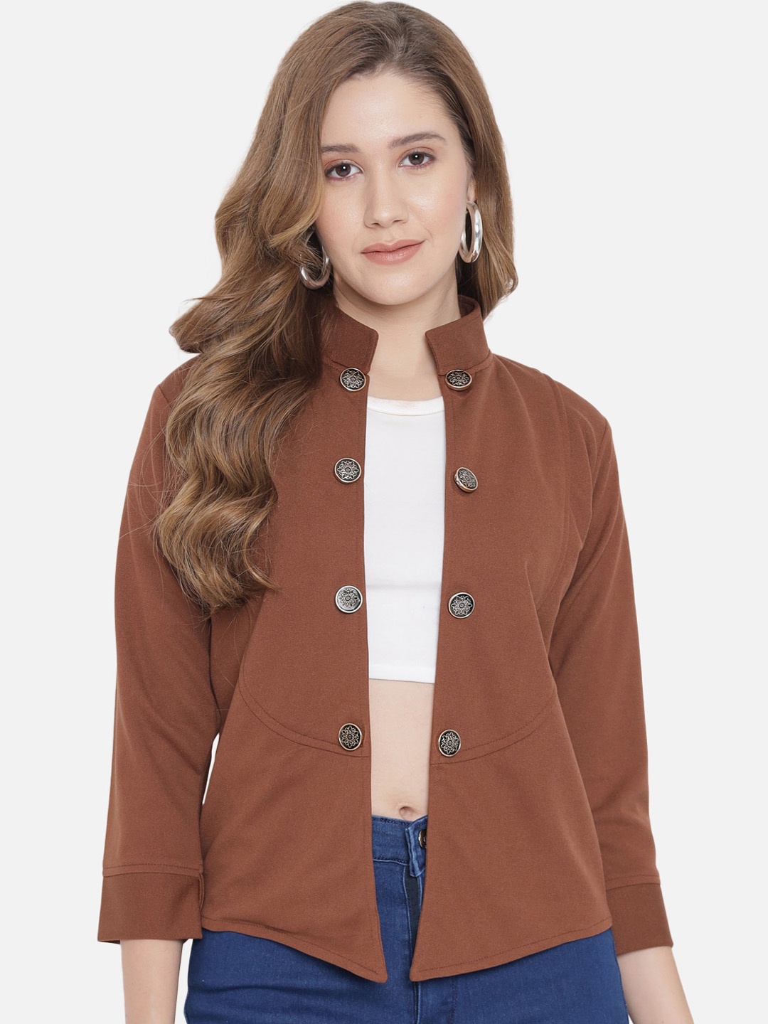 

Purple Feather Women Brown Tailored Jacket