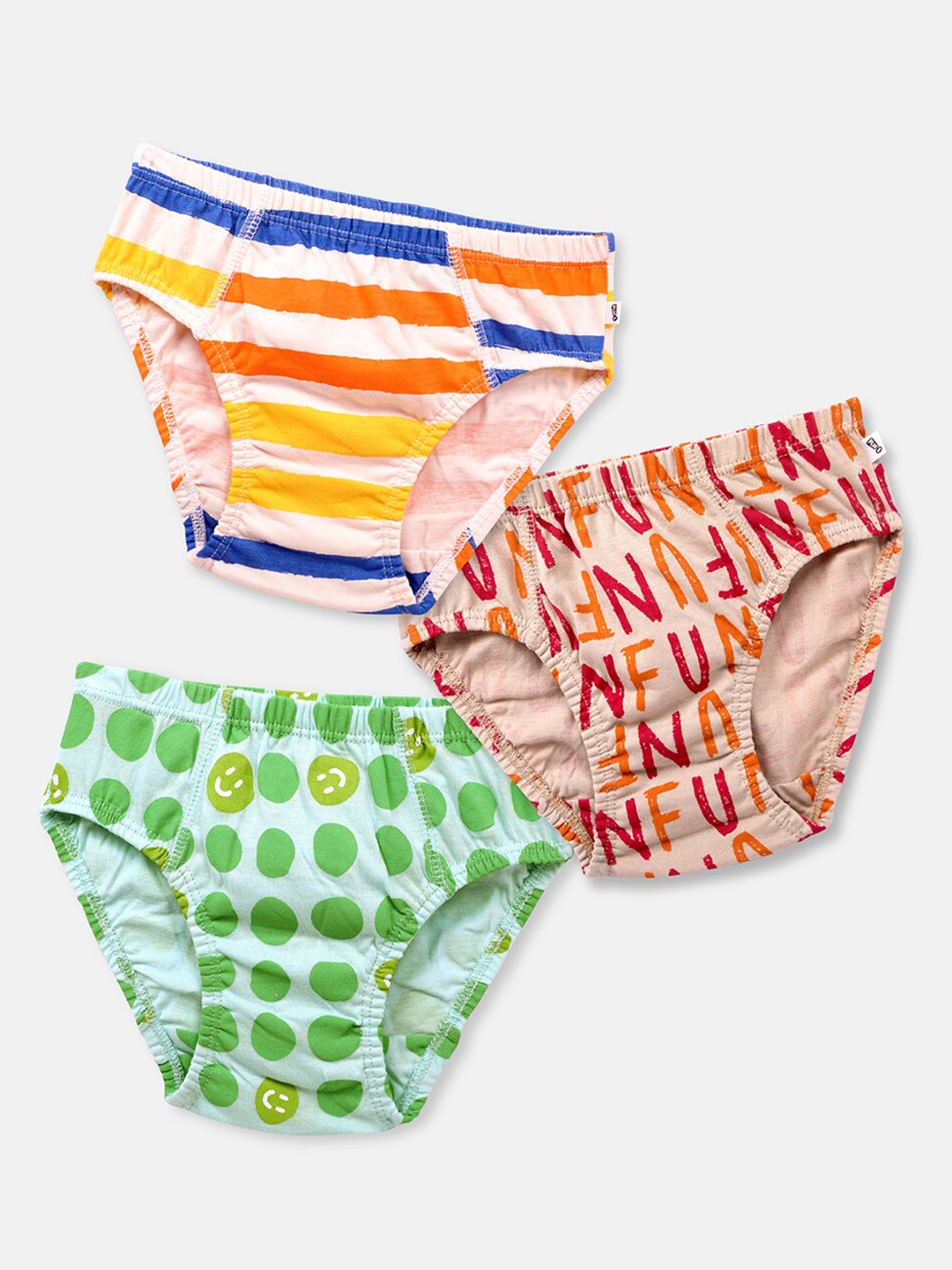 

You Got Plan B Girls Green & Yellow Pack Of 3 Pure Cotton Basic Briefs