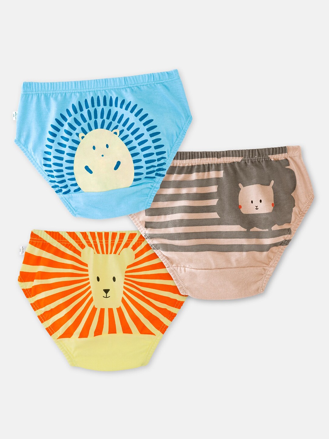 

You Got Plan B Girls Blue & Orange Pack Of 3 Printed Cotton Basic Briefs