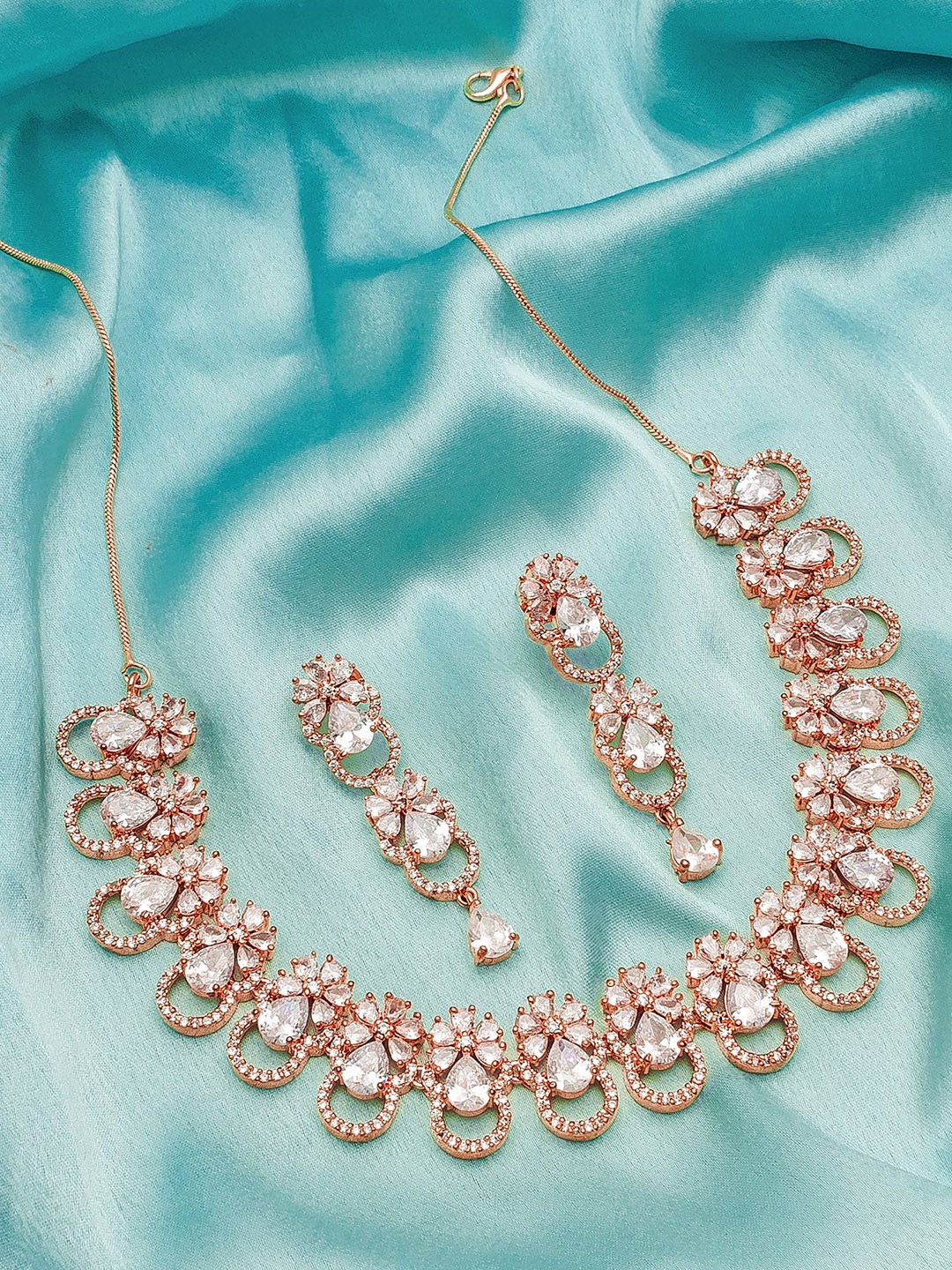 

aadita Rose Gold-Plated AD-Studded Jewellery Set