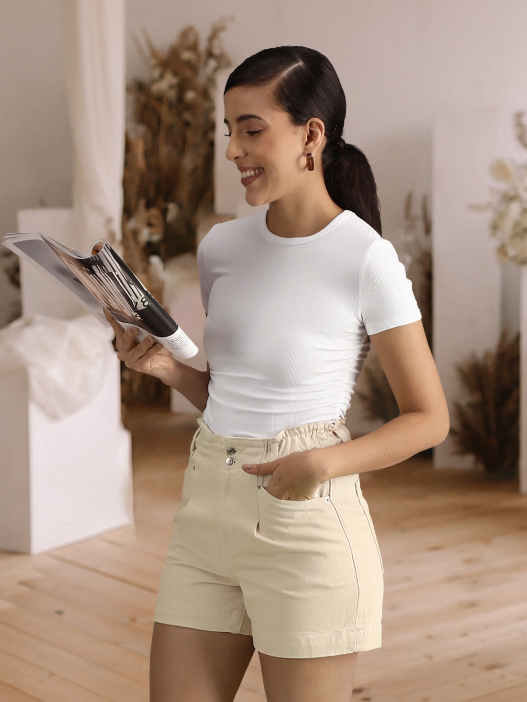 

FOREVER 21 Women White Solid Top