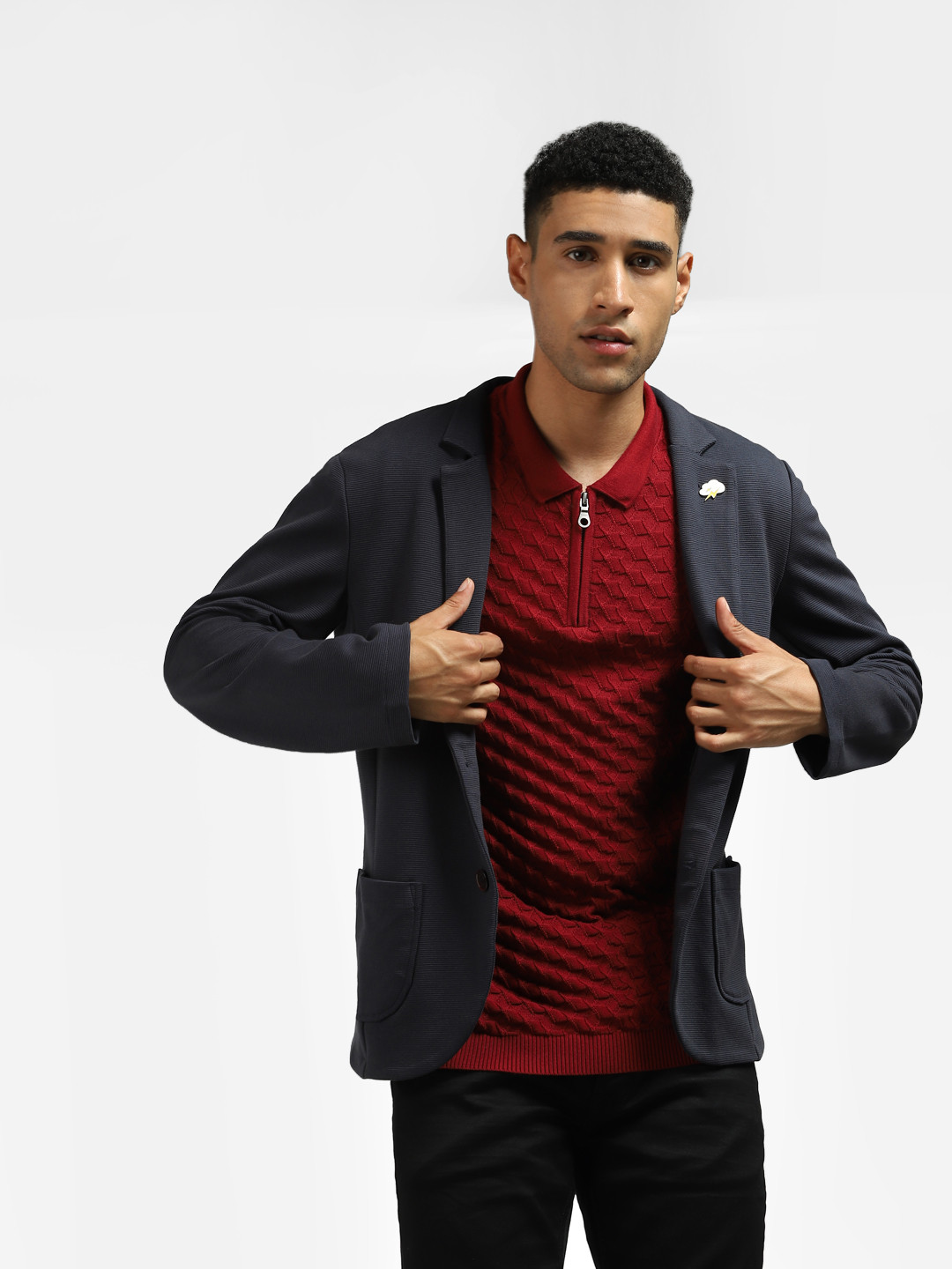 

Jack & Jones Men Maroon Polo Collar Cotton T-shirt