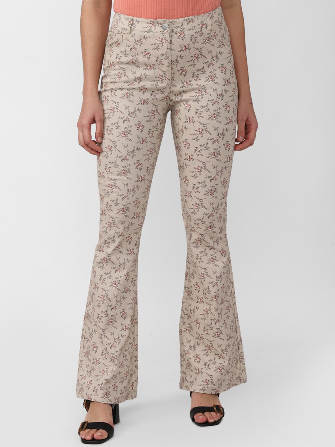 FOREVER 21 Women Beige Printed Jeans