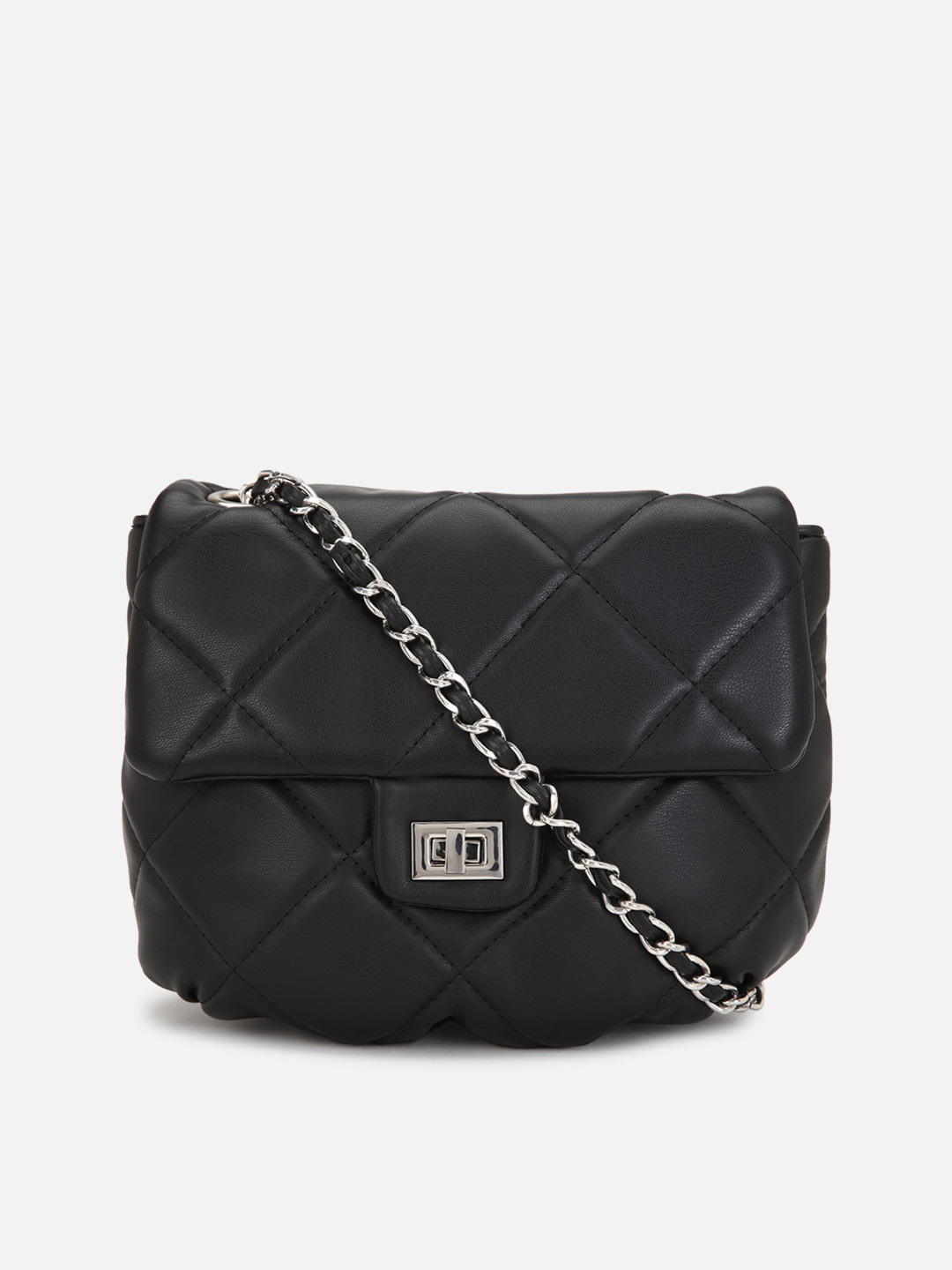 

FOREVER 21 Black Structured Sling Bag With Quilted