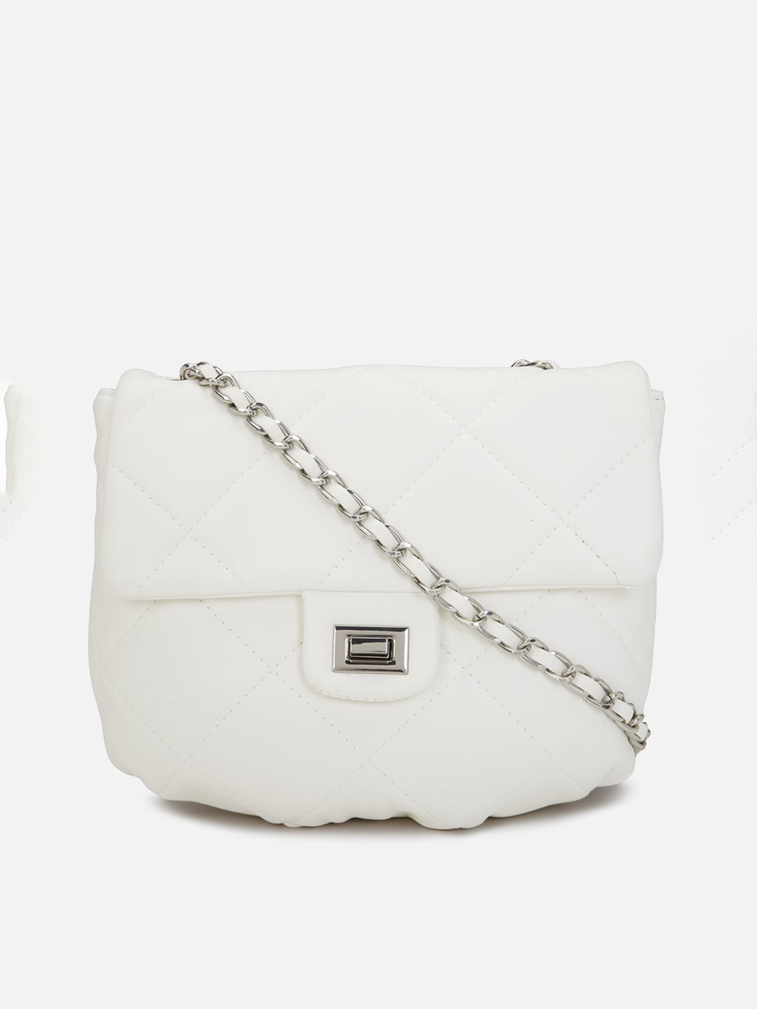 

FOREVER 21 White Structured Sling Bag With Quilted