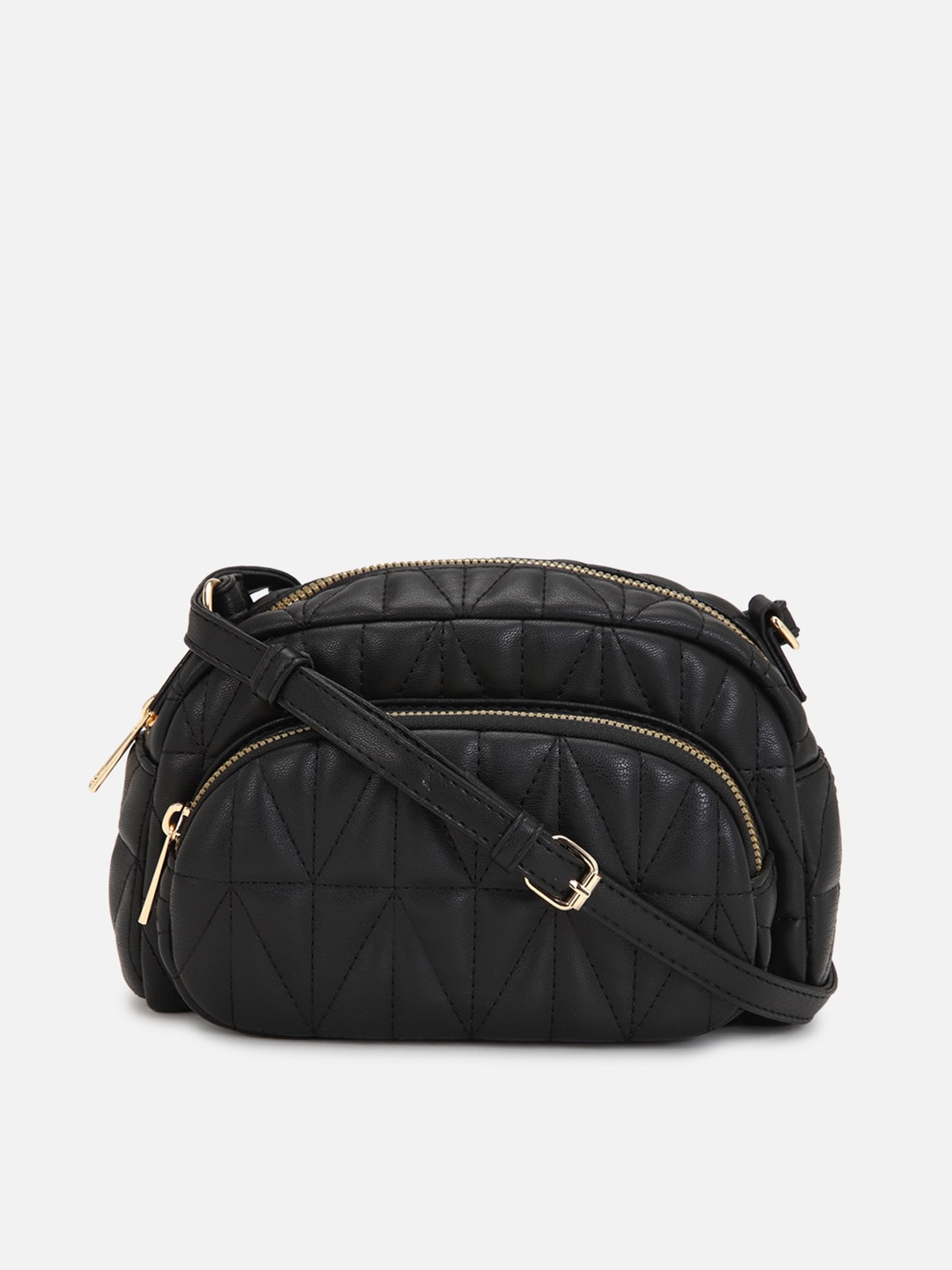 

FOREVER 21 Black Textured PU Structured Sling Bag with Quilted