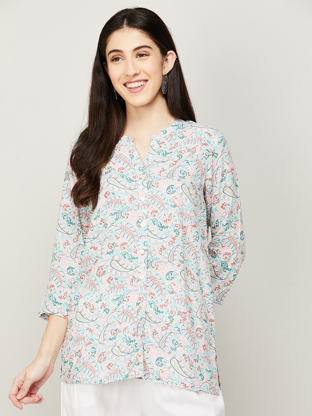 

Melange by Lifestyle Teal Paisley Printed Kurti