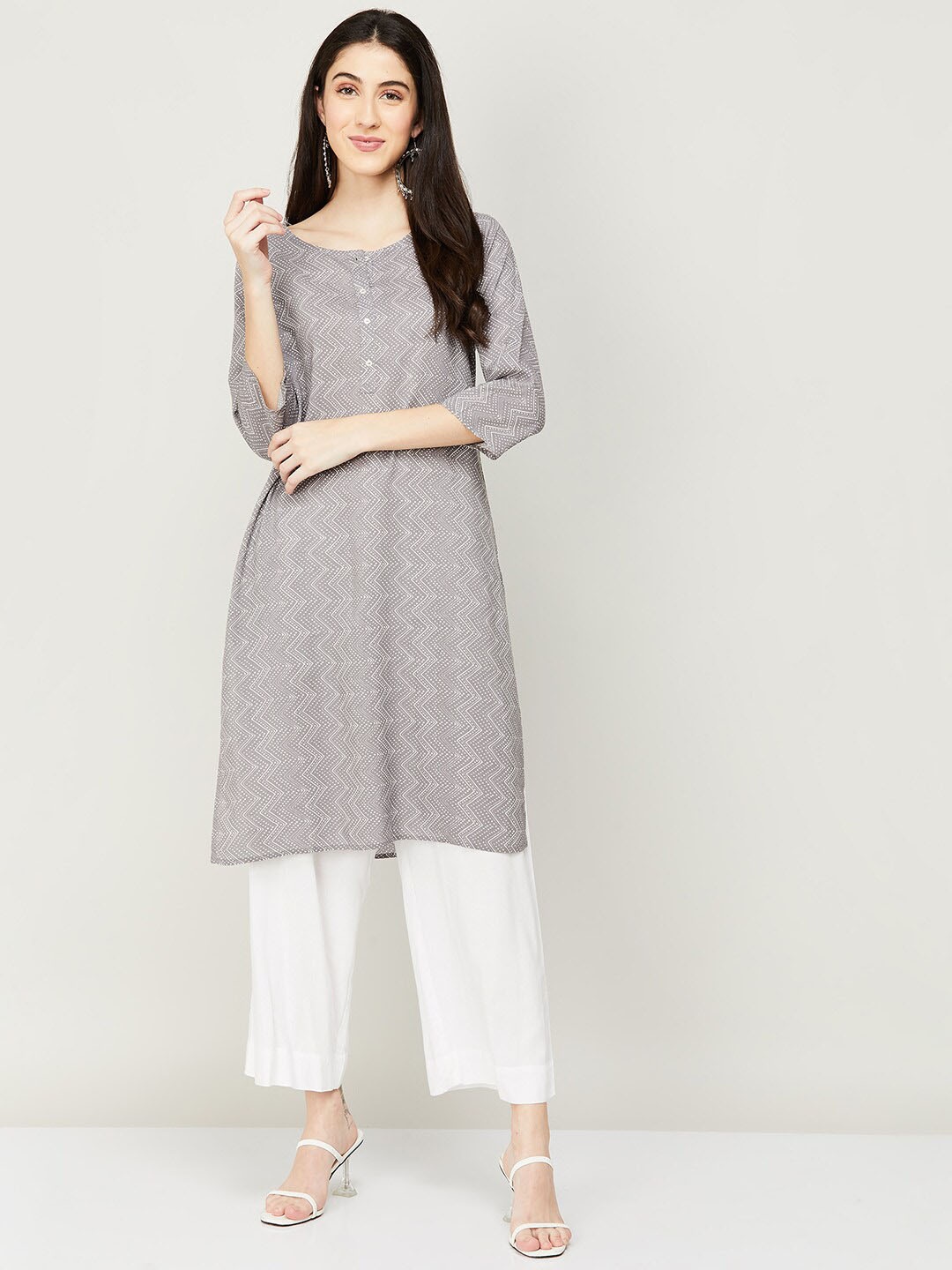 

Melange by Lifestyle Women Grey Chikankari Kurta