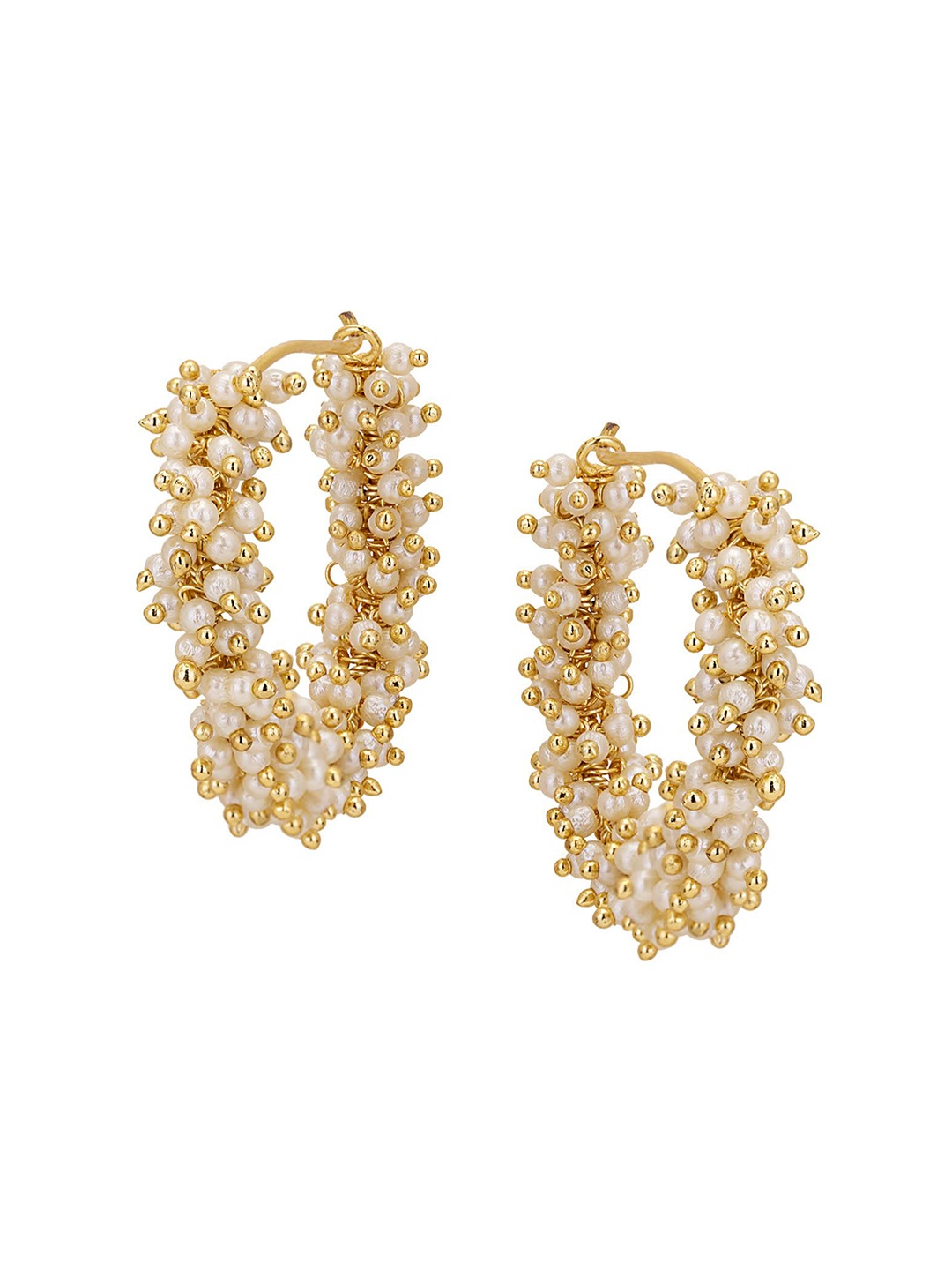 

Adwitiya Collection Women Gold-Plated Classic Hoop Earrings, White