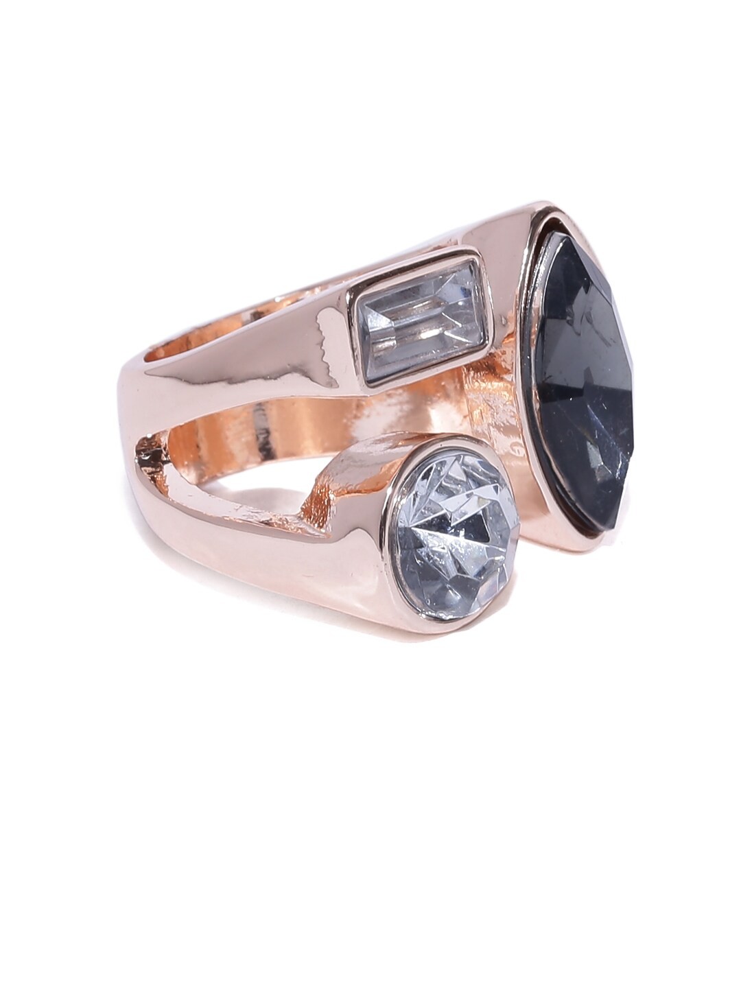 

Accessorize Rose Gold-Toned & Grey Stone-Studded Ring