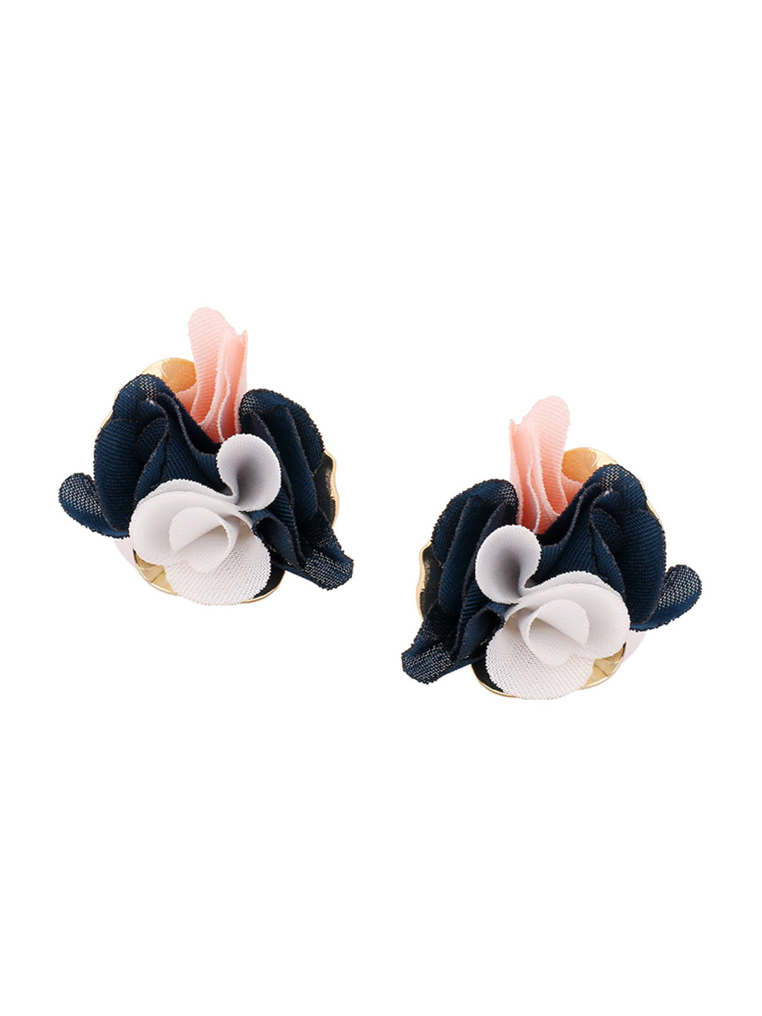 

Adwitiya Collection Gold-Plated Blue & Peach-Coloured Floral Studs Earrings