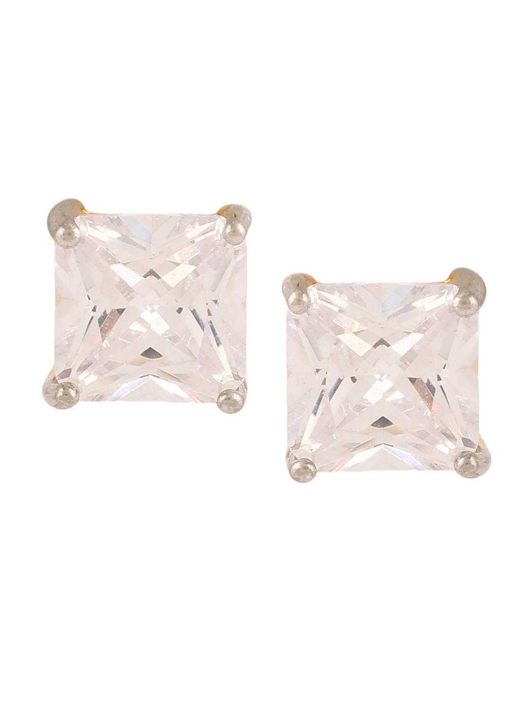 

Adwitiya Collection White Stone-Studded Classic Studs Earrings