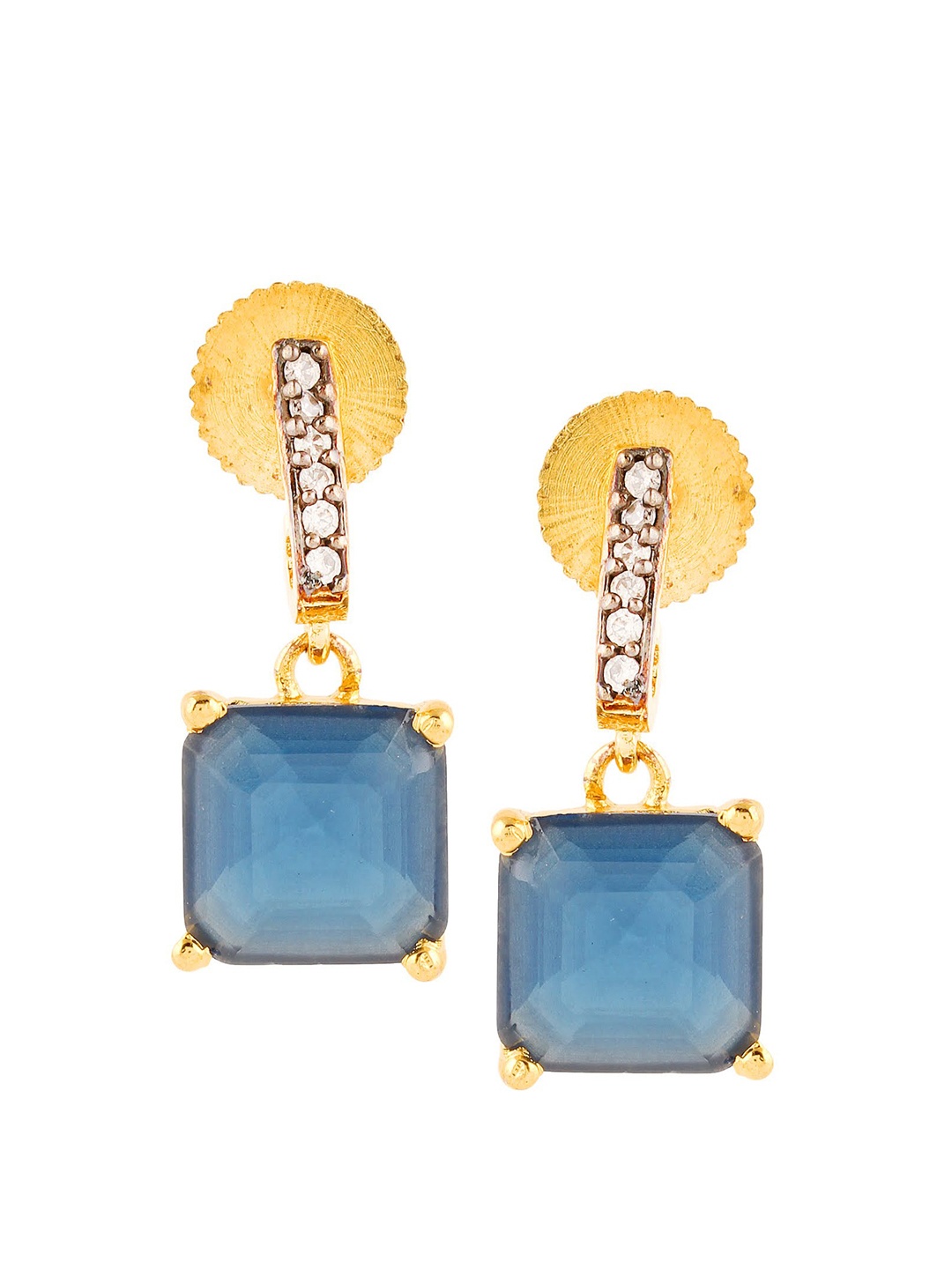 

Adwitiya Collection Blue & Gold-Plated Square Drop Earrings