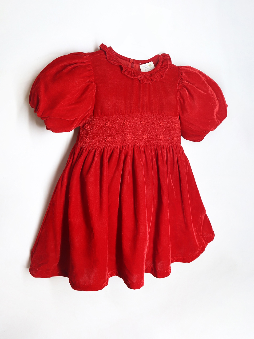 

Cherry Crumble Red Floral Embroidered Cotton Dress