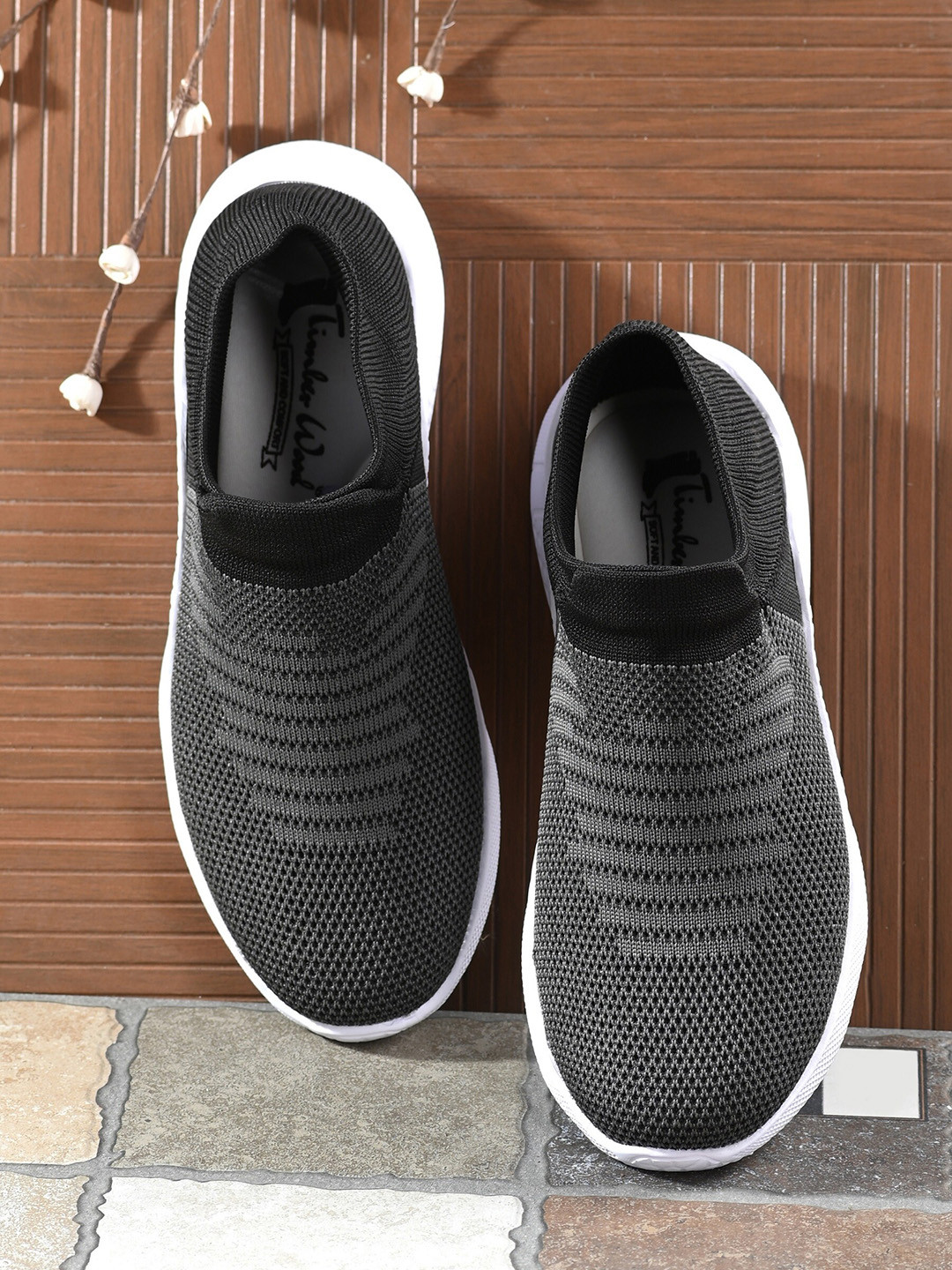 

TimberWood Men Black Textile Walking Non-Marking Shoes