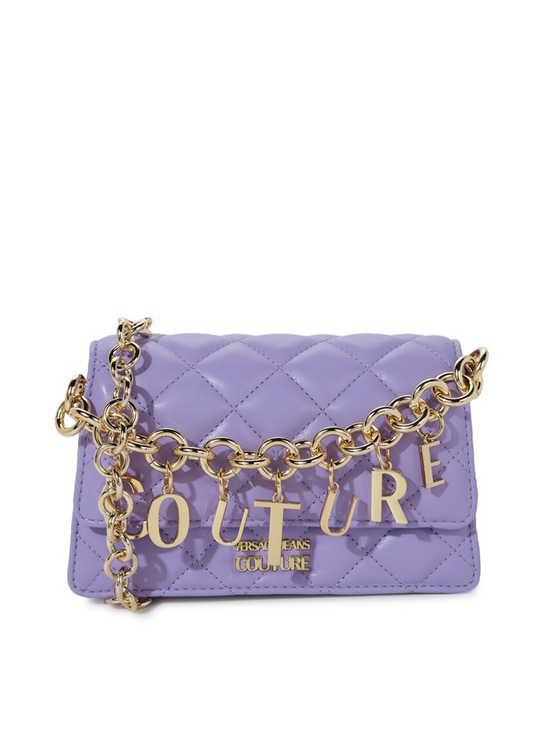 

Versace Jeans Couture Lavender PU Structured Sling Bag with Quilted