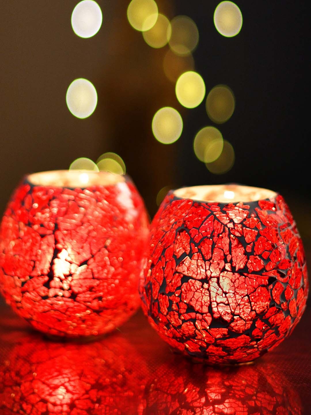 Homesake Set of 2 Red Tea Light Candle Holders