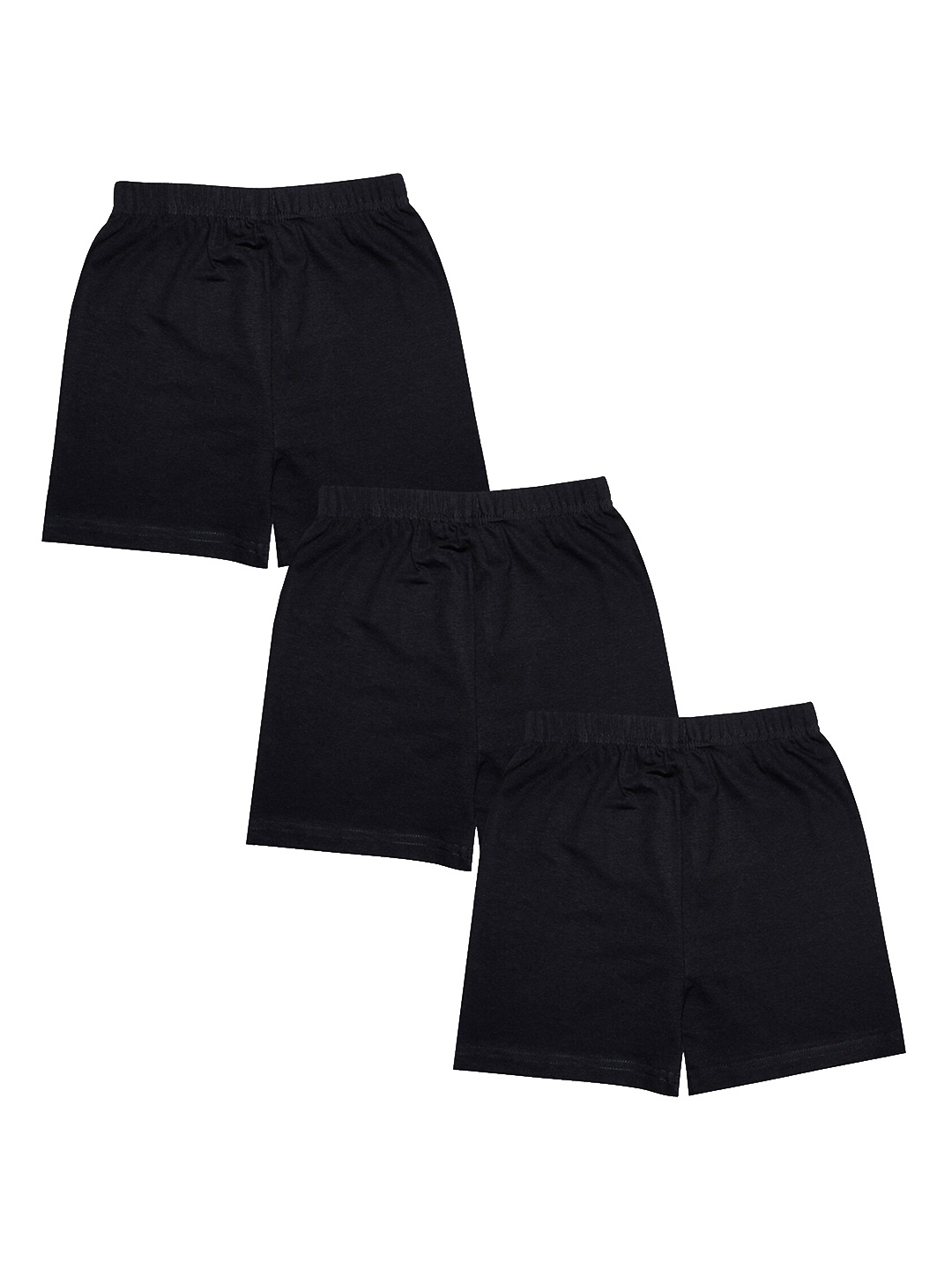 

KiddoPanti Girls Black Pack of 3 Black solid mid-rise cycling regular shorts