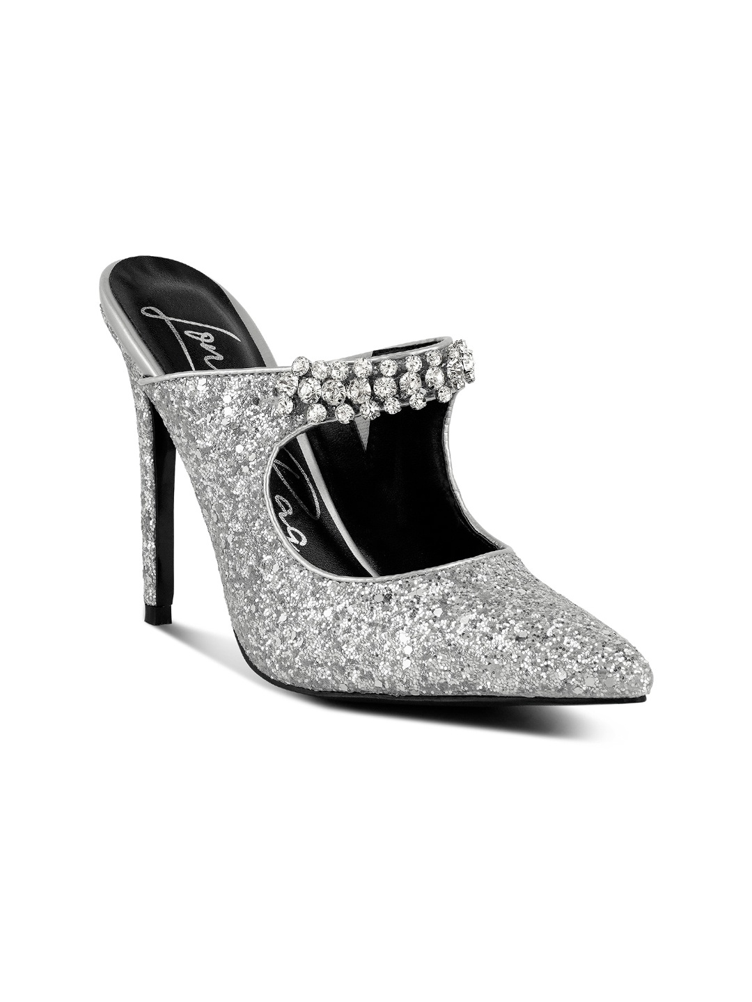 

London Rag Silver-Toned Embellished Party Mules