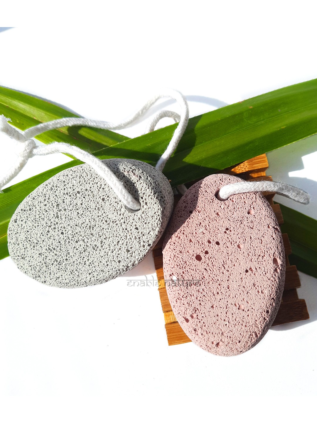 

Enable Nature Set Of 2 Natural Lava Oval Shaped Pumice Stone, Grey