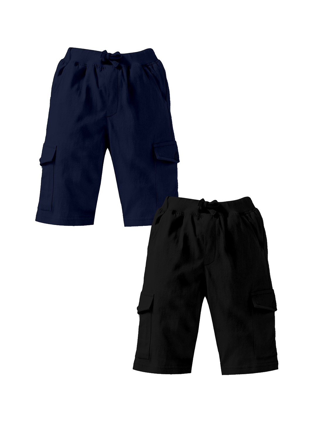 

KiddoPanti Boys Pack Of 2 Cargo Cotton Shorts, Black