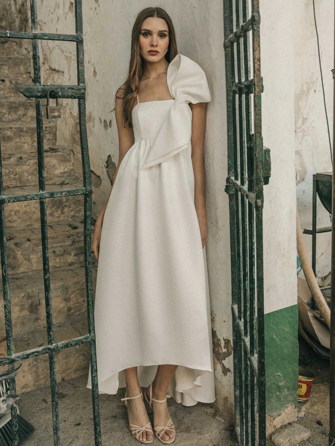

KHUSHBOO AND PANKAJ White Georgette A-Line Maxi Dress