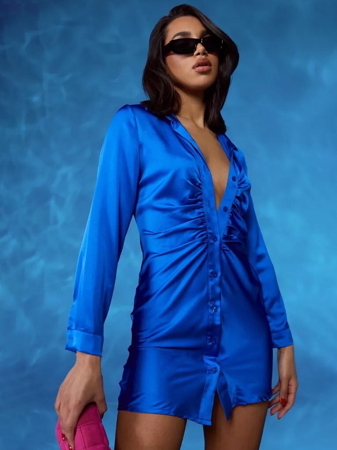 

KHUSHBOO AND PANKAJ Blue Solid Shirt Dress