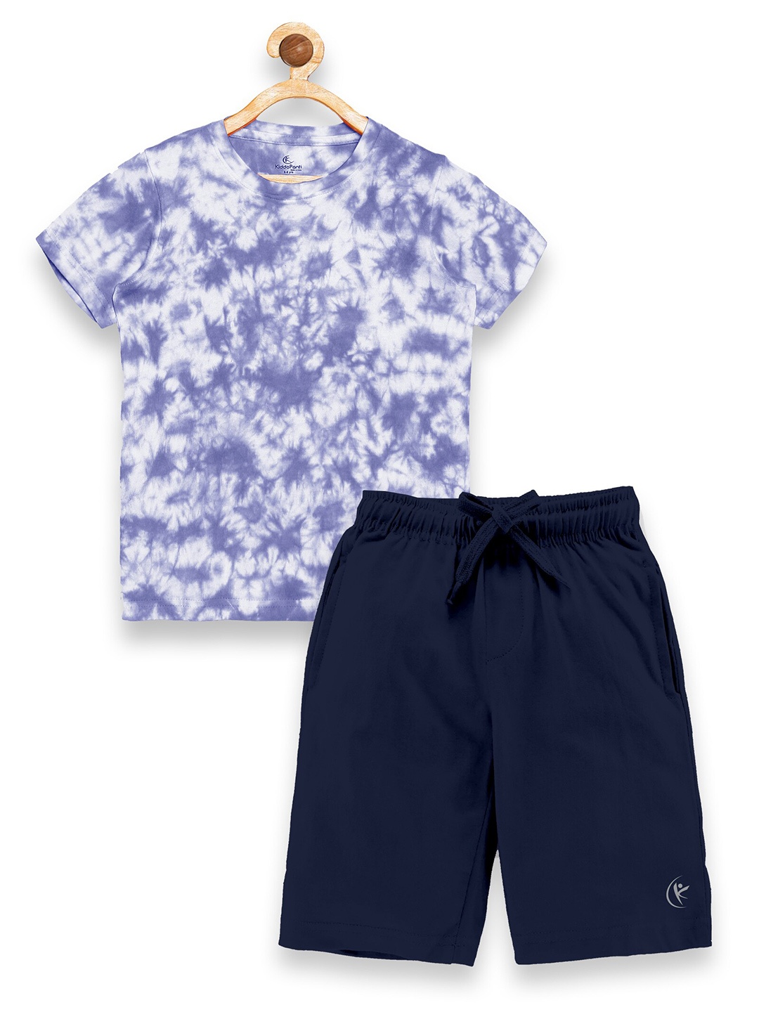 

KiddoPanti Boys Navy Blue & Grey Printed Pure Cotton T-shirt with Shorts